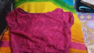 Synthetic Saree With Blouse