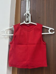 Red Ribbed Sleeveless Top