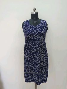 Blue Batik Print Sleeveless Dress