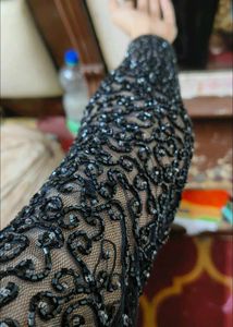 Elegant Black Kurta with Embellished Sleeves