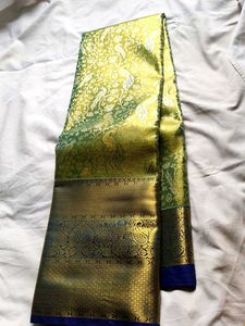 parrots and peacock theme Green &amp;blue saree