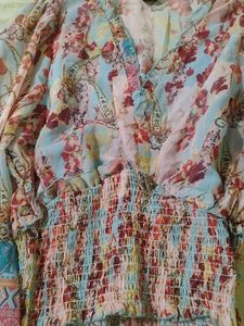 Boho Floral Smocked Blouse