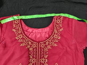 Maroon Georgette Stitched Dress