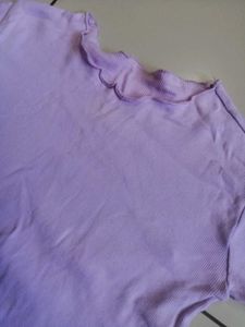 Cute Lavender Ribbed Lettuce Trim Top