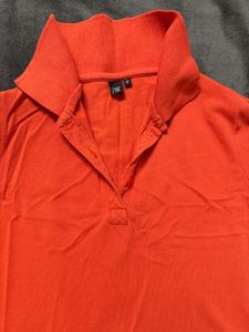 Vibrant Orange Polo Neck Dress