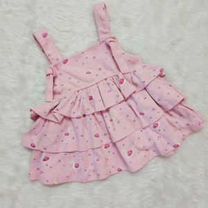Baby Girls Pink Layered Ruffle Pinafore Dress