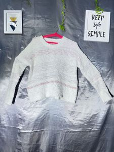 Cozy White Striped Sweater