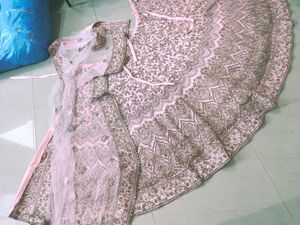 dabka work pastal pink  Lehenga Choli