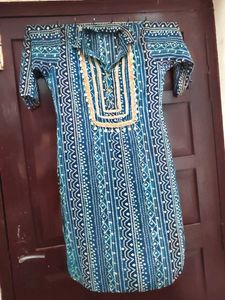 Blue Ethnic Printed Collar Kurta set with dupatta
