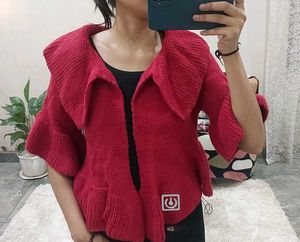 Chic Red Knit Cardigan