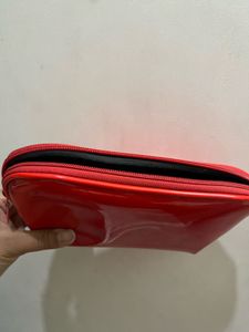 Red Patent Cosmetic Pouch Set of 2