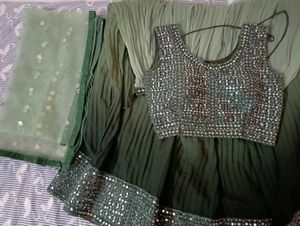 Boho Ombre Pleated Skirt with Sequins