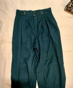 High Waisted Vintage Teal Trousers
