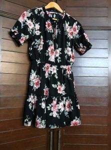 Inspired Hearts Black Floral Print Mini Dress