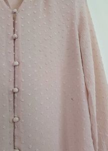 Light Pink Textured Button-Up Blouse