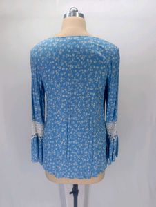 Bohemian Blue Floral Lace Top