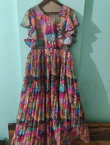 Beautiful Floral Gown With Belt