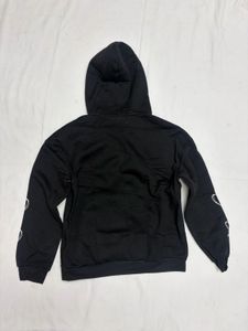 Black Zip-Up Hoodie with Spiderweb &amp; Hearts