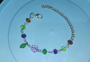 Y2K Flower &amp; Leaf Charm Bracelet