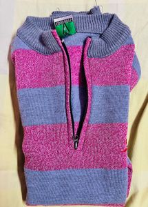 Unisex Brand new Striped Quarter Zip Sweater
