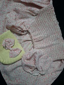 Cute Pink Floral Smocked Dress