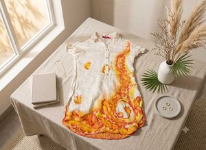 🔥 Make a offer Sunset Flame Linen Shirt Dress 🔥