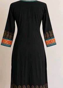 Elegant Black Kurta with Embellished Neckline