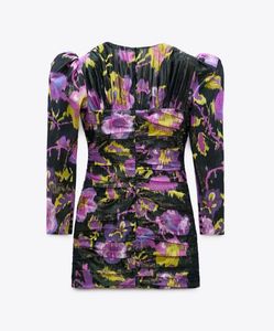 Floral Print Ruched Mini Dress