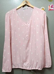 Light Pink Polka Dot Long Sleeve Top