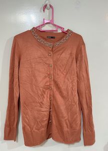 Elegant Pearl Embellished Cardigan