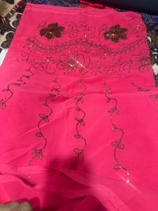 Elegant Pink Embroidered Saree