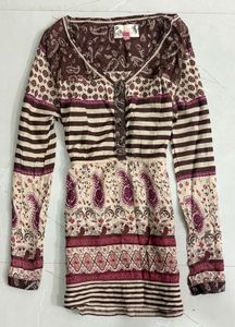 Boho Print Long Sleeve Top