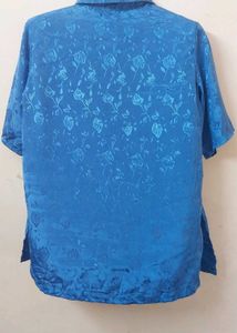 Blue Floral Print Button-Up Shirt