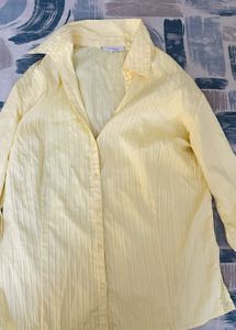 Light Yellow Striped Button-Up Shirt