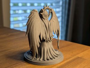 Kneeling Gothic Angel Statue (Halo &amp; Wings)