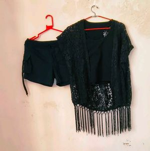 Combo Of Beautiful Shrug Top With Shorts