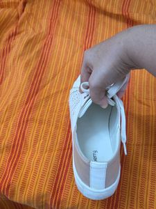 Stylish White &amp; Tan Sneakers