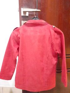 Red Faux Suede Cropped Jacket