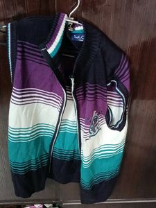 Stylish Striped Half Jacket with full sleeves swea