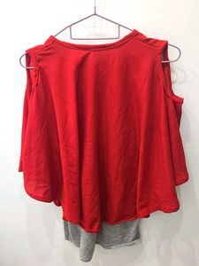 Red Cold Shoulder Top