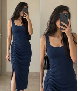 CIDER Navy Blue Ruched Maxi Dress 💙