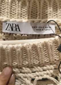 ZARA Open Knit Sweater – Size S – Ecru