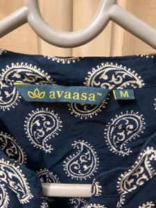 Navy Blue Paisley Print Kurta