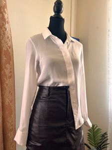 H&amp;M White Long Sleeve Shirt