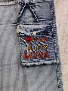 Grey Baggy Multi-Pocket Cargo Jeans