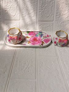 Decorative Planter Set with Tray