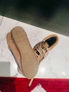 Tan Ankle Boots with Fold-Over Collar fix price