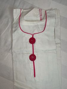 White Kurta With Pink salwar set
