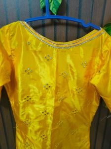 Yellow Embroidered Silk Blouse