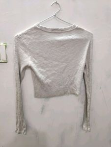 Ribbed Cropped Long Sleeve Top